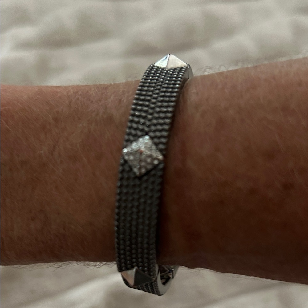 Silver Mesh Bracelet with Stud Accents